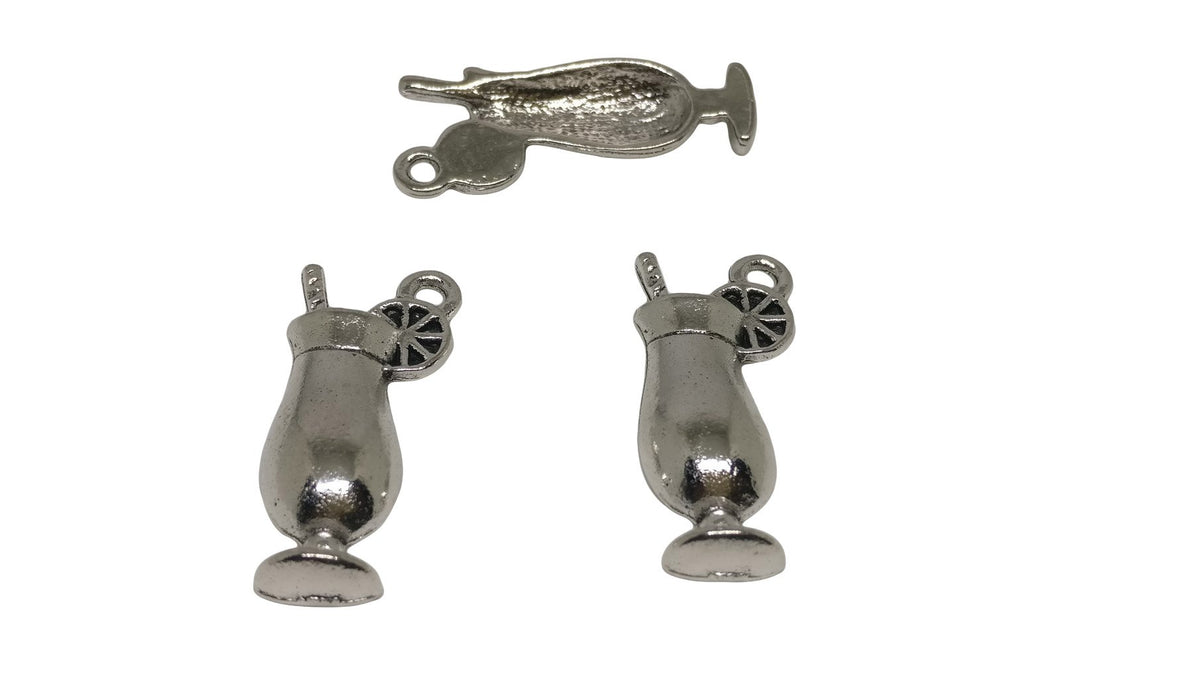 Jewelry Mini Pendant Alloy Charms 27x11x5xmm Drinking Cup Antique Silver Color (Pack of 4 pieces) [ac-charm-00001-m32]