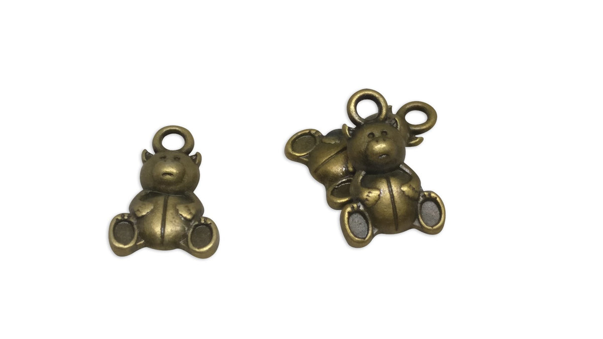 Jewelry Mini Pendant Alloy Craft Charms 16x10x5xmm Bear Antique Bronze Color (Pack of 10 pieces) [ac-charm-00001-m41]