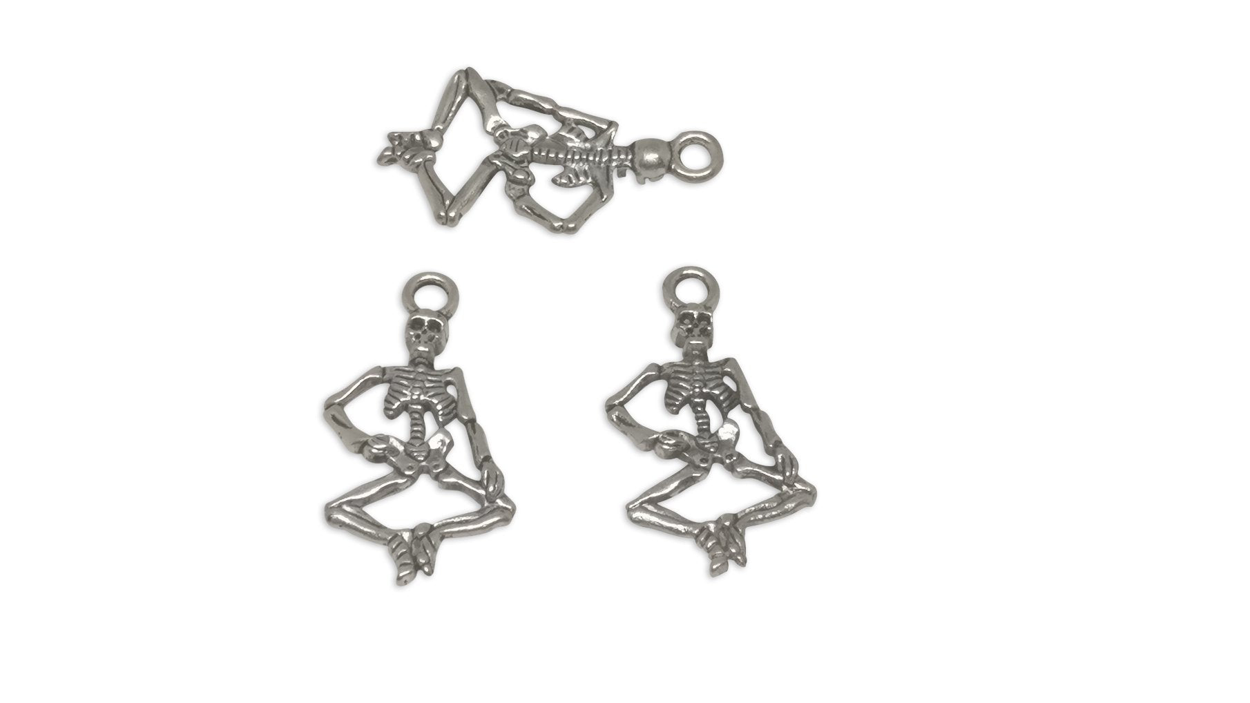 Jewelry Mini Pendant Alloy Craft Charms 26x13x3xmm Skeleton Antique Silver Color (Pack of 10 pieces) [ac-charm-00001-m42]
