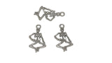 Jewelry Mini Pendant Alloy Craft Charms 26x13x3xmm Skeleton Antique Silver Color (Pack of 10 pieces) [ac-charm-00001-m42]