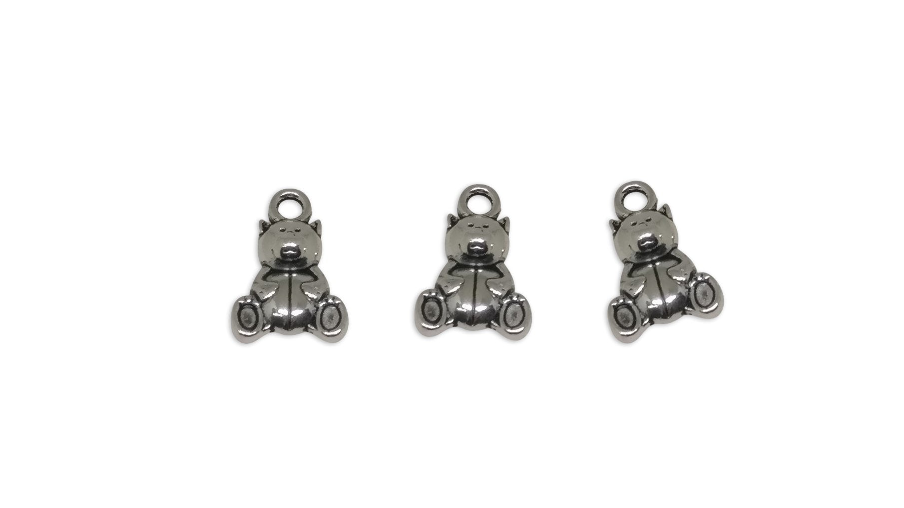 Jewelry Mini Pendant Alloy Craft Charms 16x10x5xmm Bear Antique Silver Color (Pack of 10 pieces) [ac-charm-00001-m50]