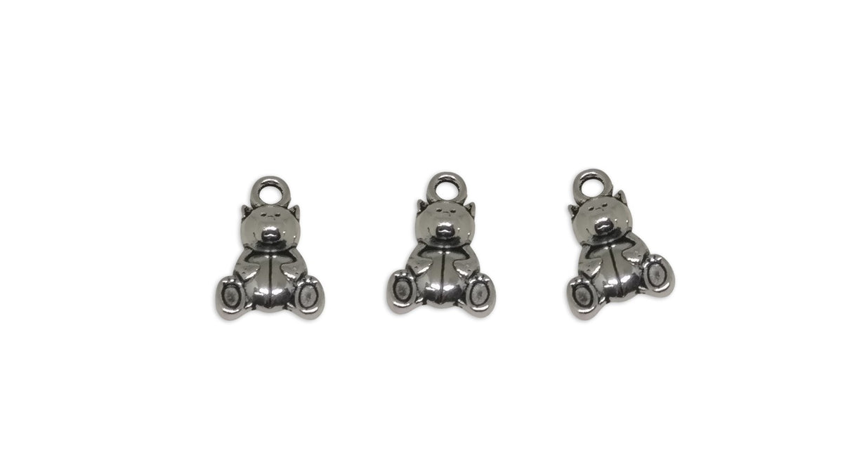 Jewelry Mini Pendant Alloy Craft Charms 16x10x5xmm Bear Antique Silver Color (Pack of 10 pieces) [ac-charm-00001-m50]
