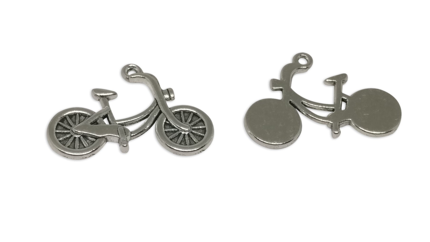 Jewelry Mini Pendant Alloy Craft Charms 26x18x2xmm Cycle Antique Silver Color (Pack of 10 pieces) [ac-charm-00001-m53]