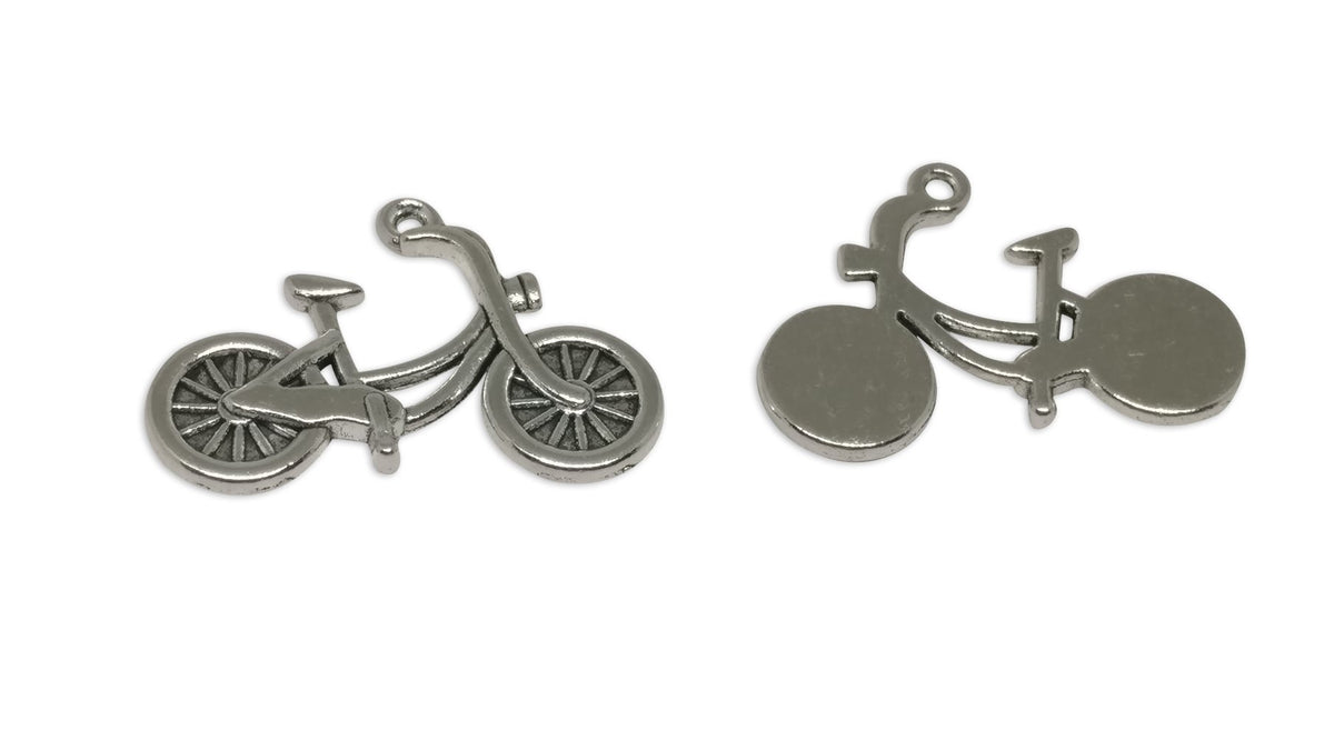 Jewelry Mini Pendant Alloy Craft Charms 26x18x2xmm Cycle Antique Silver Color (Pack of 10 pieces) [ac-charm-00001-m53]