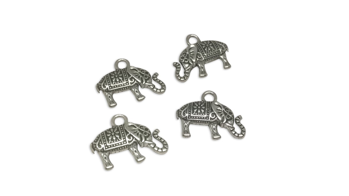 Jewelry Mini Pendant Alloy Craft Charms 17x13x3xmm Elephant Antique Silver Color (Pack of 10 pieces) [ac-charm-00001-m59]