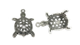 Jewelry Mini Pendant Alloy Craft Charms 39x23x8xmm Tortoise Antique Silver Color (Pack of 4 pieces) [ac-charm-00001-m67]