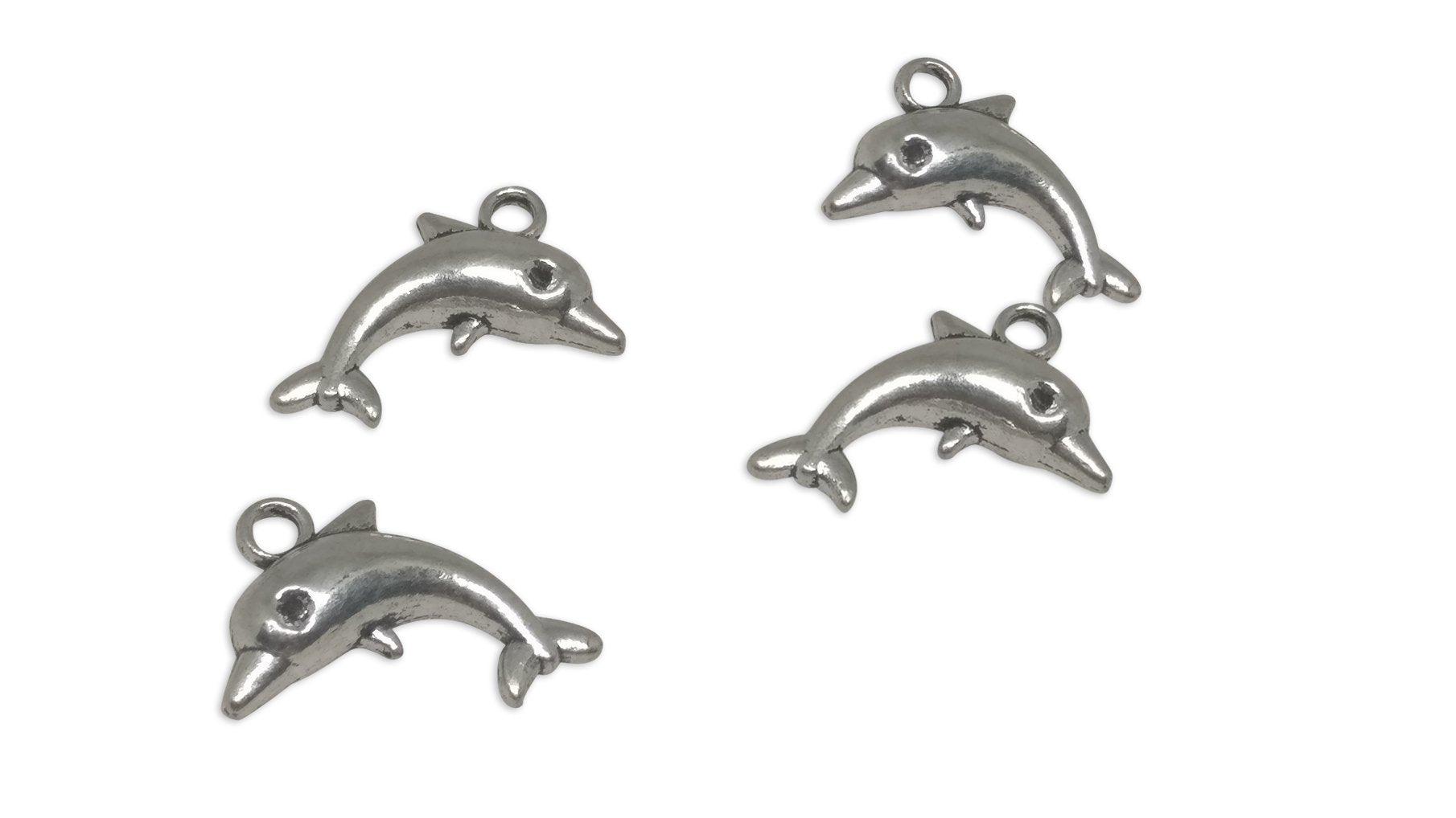 Jewelry Mini Pendant Alloy Craft Charms 17x11x5xmm Dolphin Antique Silver Color (Pack of 10 pieces) [ac-charm-00001-m68]