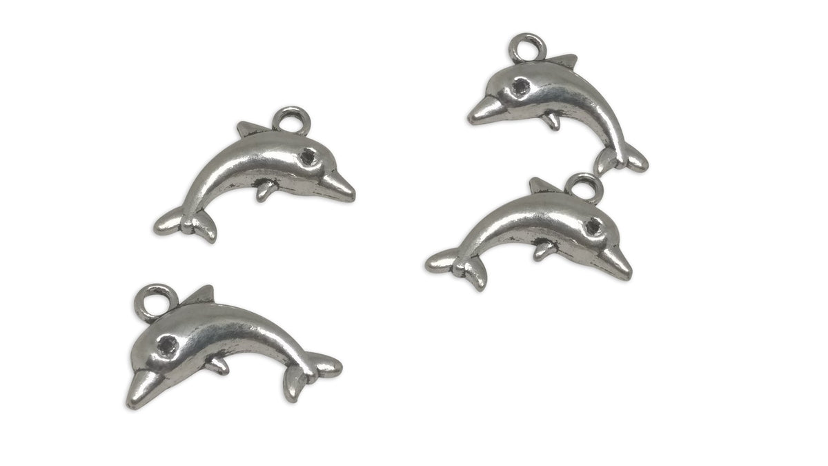 Jewelry Mini Pendant Alloy Craft Charms 17x11x5xmm Dolphin Antique Silver Color (Pack of 10 pieces) [ac-charm-00001-m68]