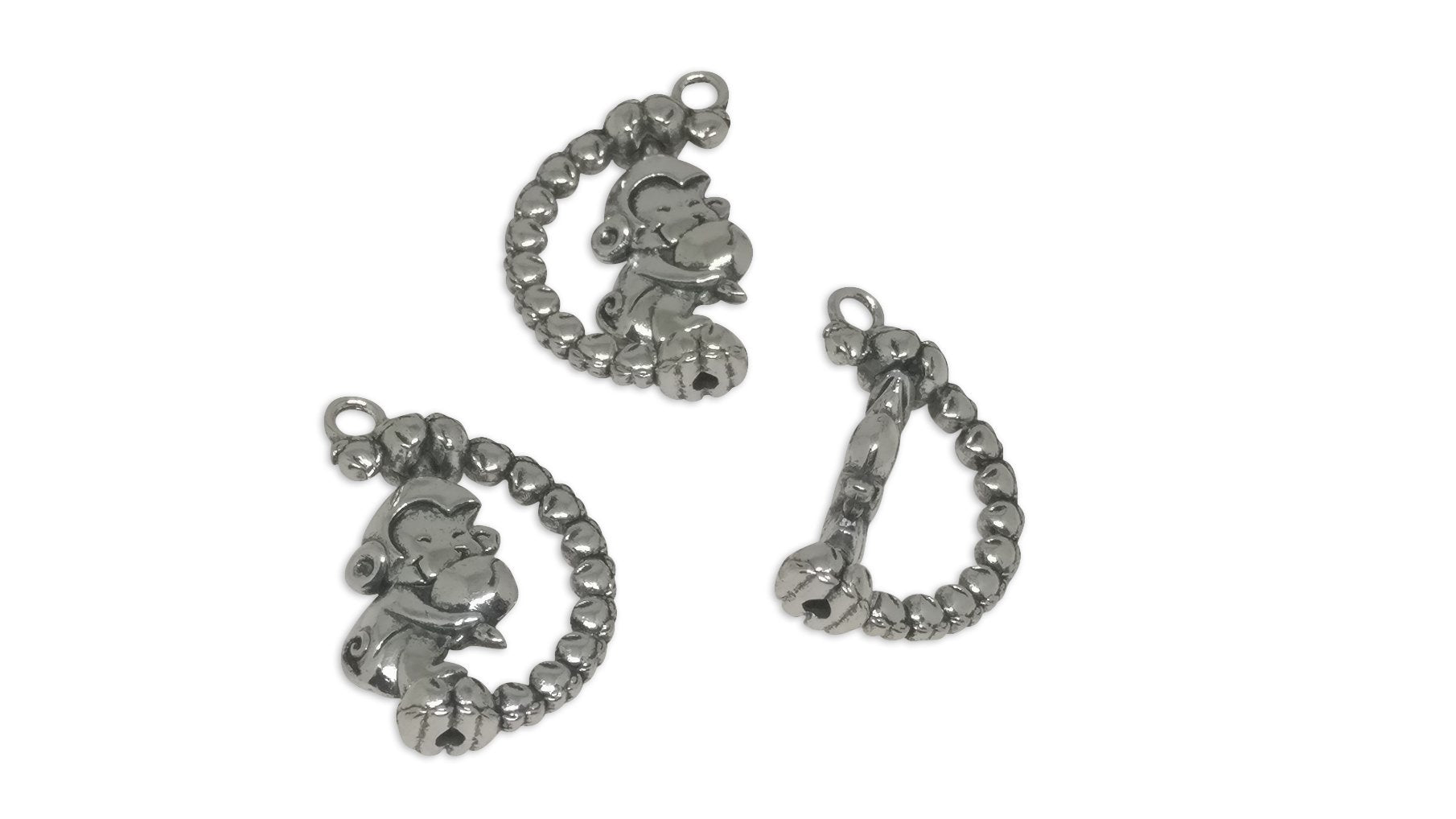 Jewelry Mini Pendant Alloy Craft Charms 27x17x5xmm Rotating Monkey Antique Silver Color (Pack of 4 pieces) [ac-charm-00001-m70]