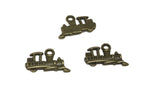 Jewelry Mini Pendant Alloy Craft Charms 15x12x2xmm Train Engine Antique Bronze Color (Pack of 10 pieces) [ac-charm-00001-m84]