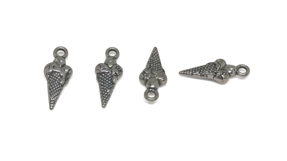 Jewelry Mini Pendant Alloy Craft Charms 18x7x4xmm Icecream Antique Silver Color (Pack of 10 pieces) [ac-charm-00001-m85]