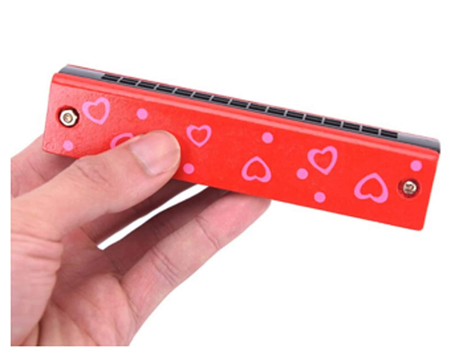 Wooden Harmonica (1 Piece, Random Color, 16 Holes) Kids Musical Instruments 5 Inch Cartoon Wood Mouth Organ for Children [ac-gmetoy-00008-m1]