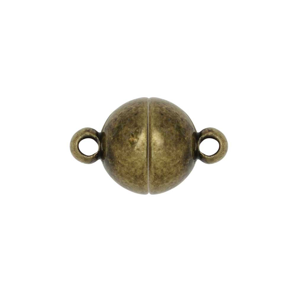 Metal Brass Magnetic Clasps (Pack of 5 pieces) 11x6mm Round Antique Bronze Color For Jewellery Making