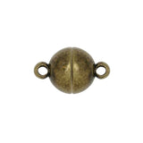 Metal Brass Magnetic Clasps (Pack of 5 pieces) 11x6mm Round Antique Bronze Color For Jewellery Making