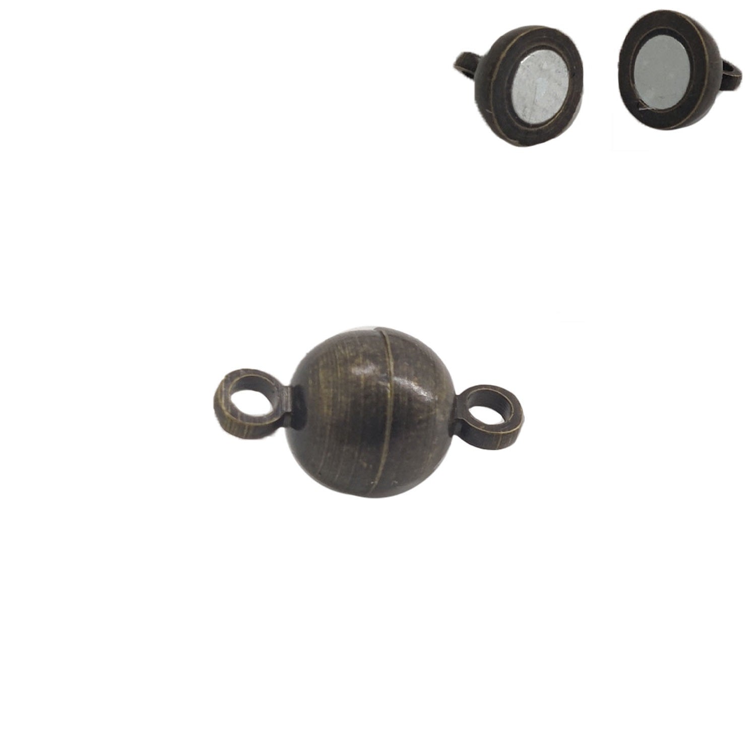 Metal Brass Magnetic Clasps (Pack of 5 pieces) 11x6mm Round Antique Bronze Color For Jewellery Making