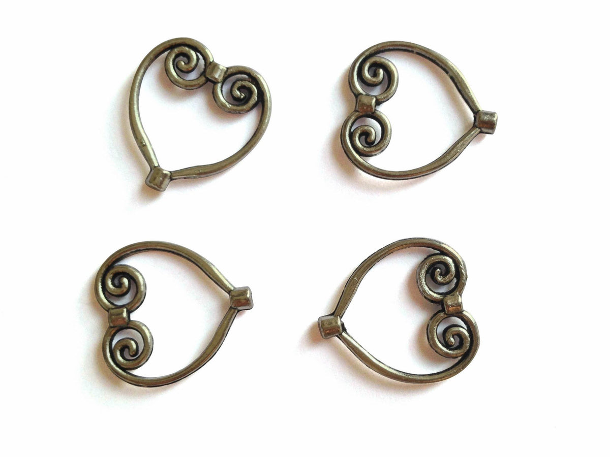 Metal Alloy Bead Frames (Pack of 10 pieces) 20x20mm Heart Antique Silver Color For Jewellery Making [ac-jwlsupp-00008-m2]
