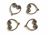 Metal Alloy Bead Frames (Pack of 10 pieces) 20x20mm Heart Antique Silver Color For Jewellery Making [ac-jwlsupp-00008-m2]