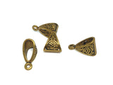 Metal Alloy Pendant Bails (Pack of 10 pieces) 15x10x7 mm Triangle Antique Gold Color For Jewellery Making  [ac-jwlsupp-00009-m1]