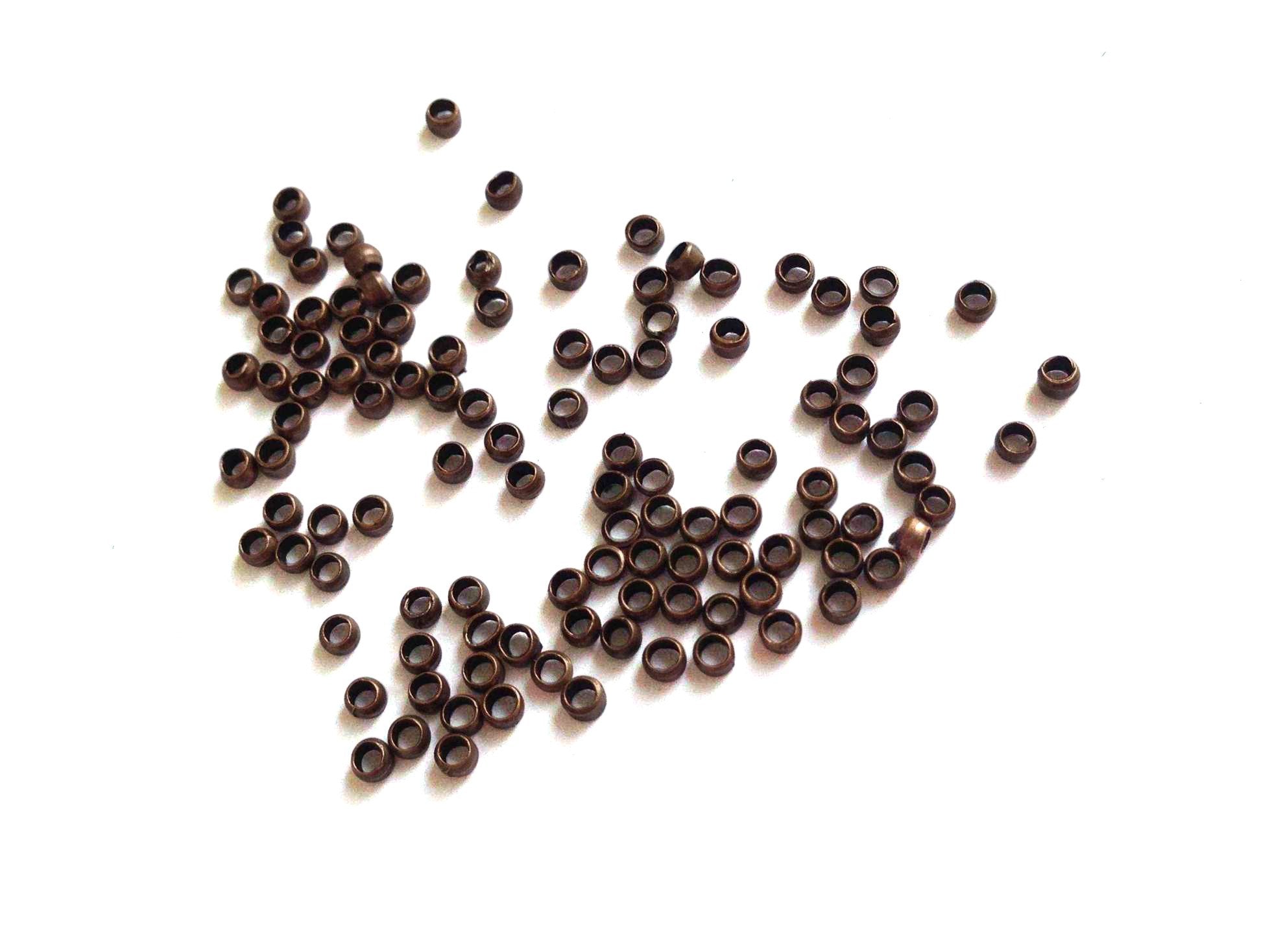 Metal Brass Crimp Beads Gear Locks 2x1.2 mm (Pack of 5 Grams, 400+ Pieces) Hole 1 mm Antique Copper Color For Jewellery Making [ac-jwlsupp-00010-m2]