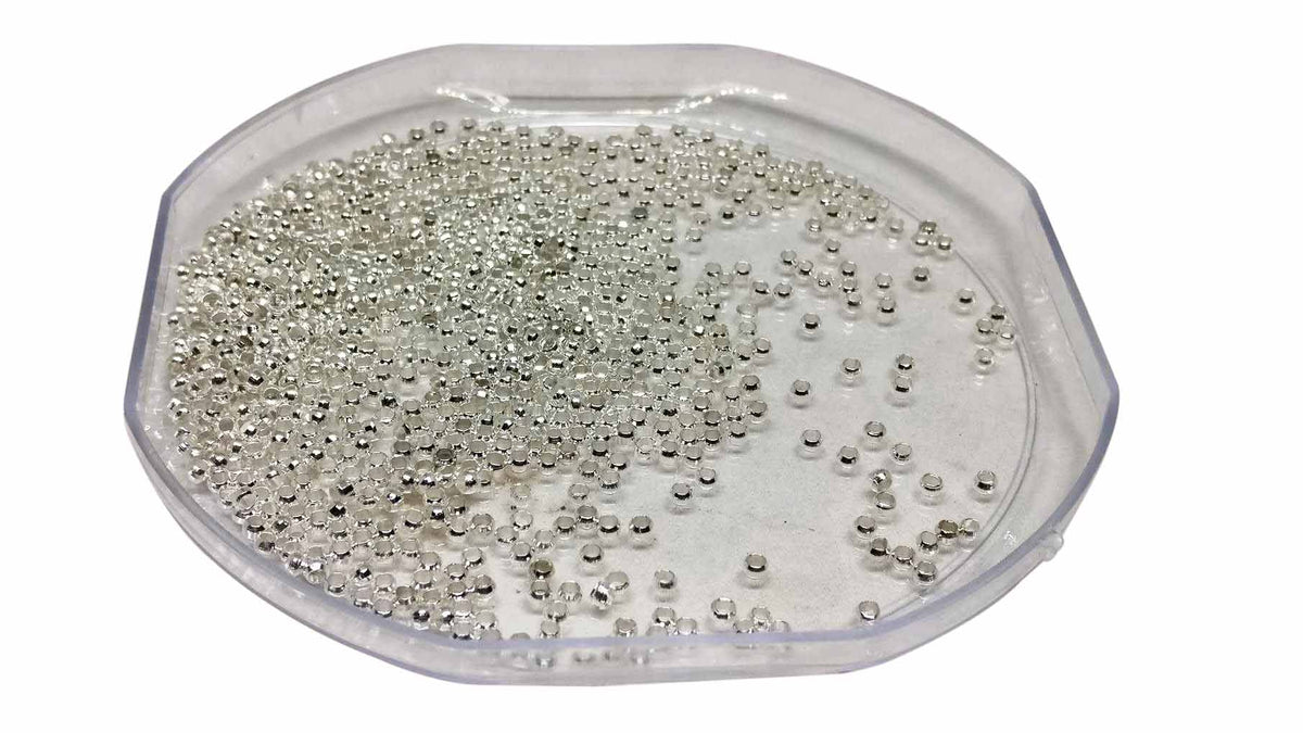 Metal Brass Crimp Beads Gear Locks 2x1.2 mm (Pack of 5 Grams, 400+ Pieces) Hole 1 mm Silver Color For Jewellery Making [ac-jwlsupp-00010-m4]