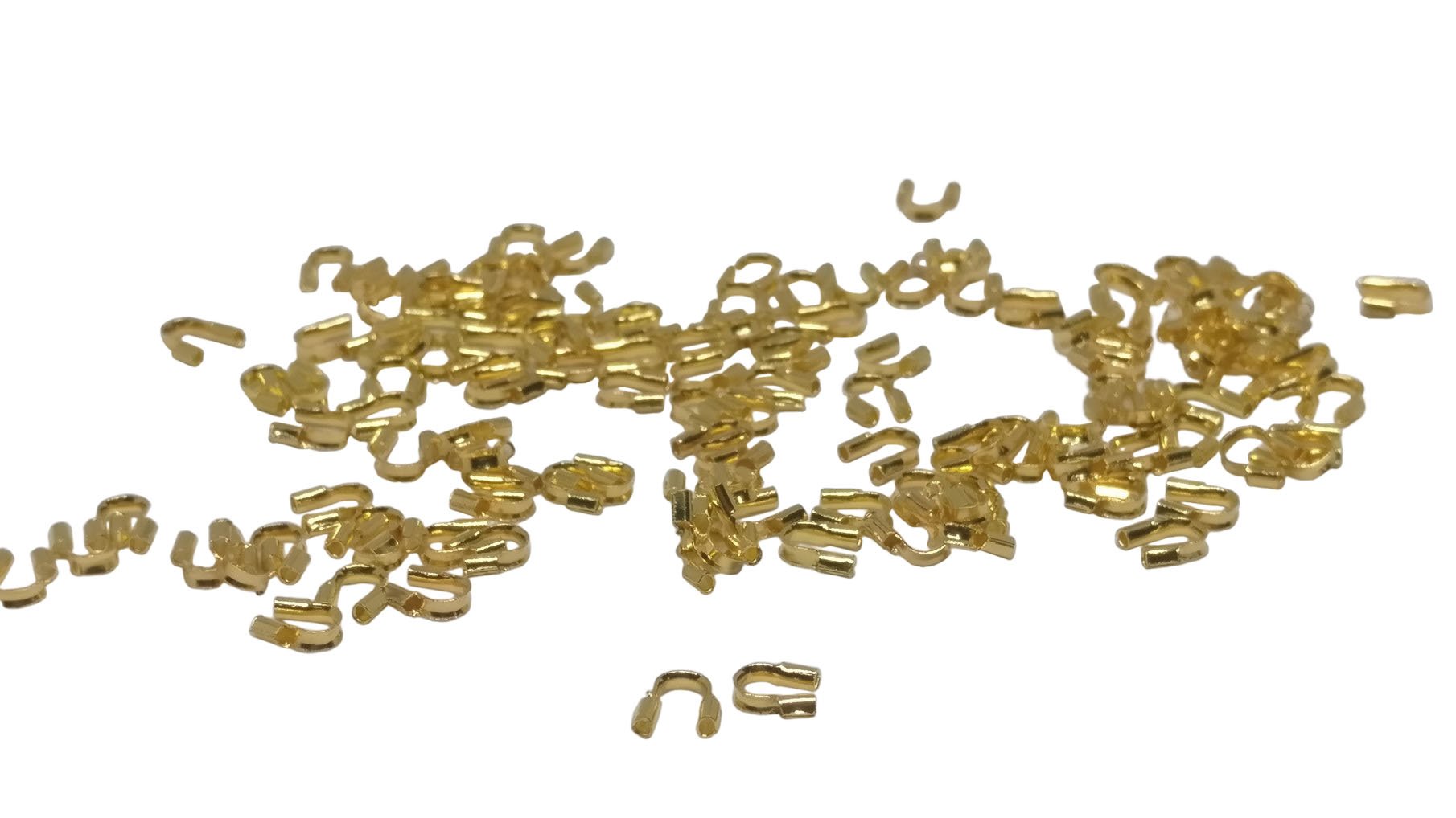 Brass Wire Guards 5x4mm (Pack of 50 pieces) Hole:0.5mm Thickness 1mm Curved Gold Color For Jewellery Making  [ac-jwlsupp-00013-m2]