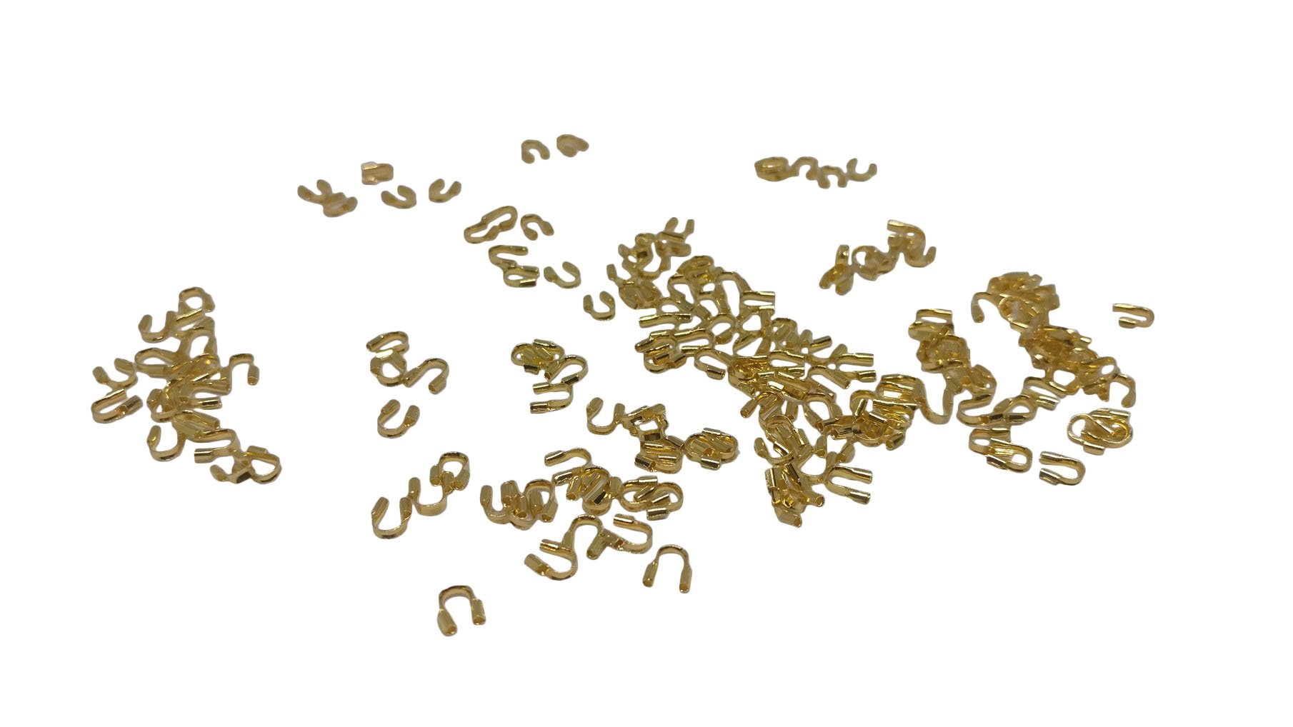 Brass Wire Guards 5x4mm (Pack of 50 pieces) Hole:0.5mm Thickness 1mm Curved Gold Color For Jewellery Making  [ac-jwlsupp-00013-m2]