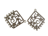 Metal Alloy Connectors (Pack of 4 pieces) for Jewellery Making Dangler Earrings & Pendant 49x40mm Rhombus Antique Silver Color [ac-jwlsupp-00014-m1]