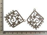 Metal Alloy Connectors (Pack of 4 pieces) for Jewellery Making Dangler Earrings & Pendant 49x40mm Rhombus Antique Silver Color [ac-jwlsupp-00014-m1]