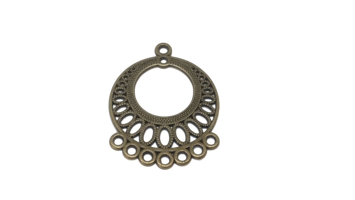 Metal Alloy Connectors (Pack of 4 pieces) for Jewellery Making Dangler Earrings & Pendant 37x29mm Round Antique Bronze Color [ac-jwlsupp-00014-m21]
