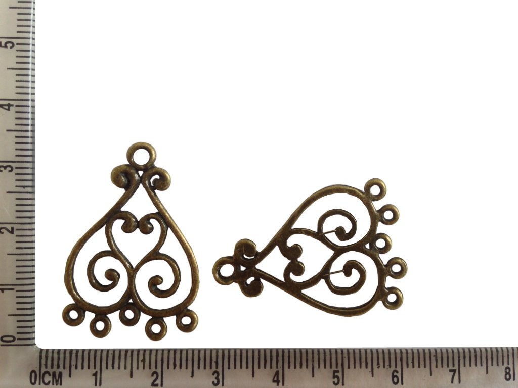 Metal Alloy Connectors (Pack of 4 pieces) for Jewellery Making Dangler Earrings & Pendant 33x23mm Heart Antique Bronze Color [ac-jwlsupp-00014-m5]