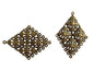 Metal Alloy Connectors (Pack of 4 pieces) for Jewellery Making Dangler Earrings & Pendant 48x35mm Rhombus Antique Bronze Color [ac-jwlsupp-00014-m7]