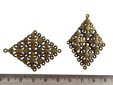 Metal Alloy Connectors (Pack of 4 pieces) for Jewellery Making Dangler Earrings & Pendant 48x35mm Rhombus Antique Bronze Color [ac-jwlsupp-00014-m7]