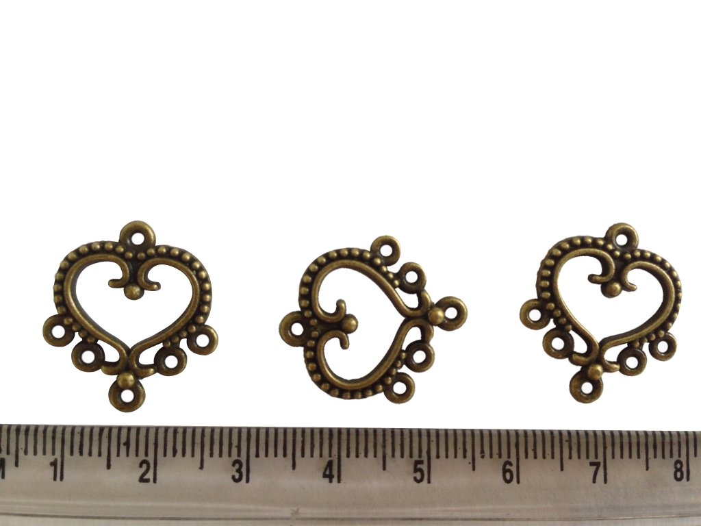 Metal Alloy Connectors (Pack of 10 pieces) for Jewellery Making Dangler Earrings & Pendant 21x19mm Heart Antique Bronze Color [ac-jwlsupp-00014-m8]