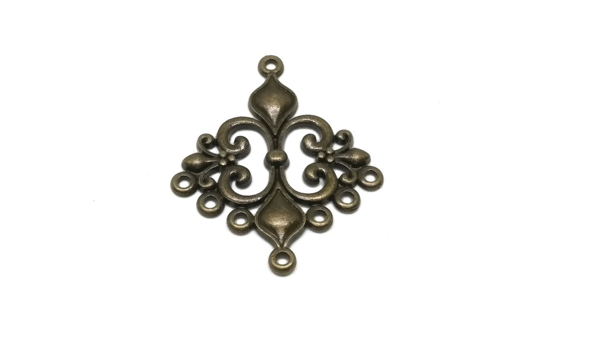Metal Alloy Connectors (Pack of 4 pieces) for Jewellery Making Dangler Earrings & Pendant 35x31mm Rhombus Antique Bronze Color [ac-jwlsupp-00014-m9]