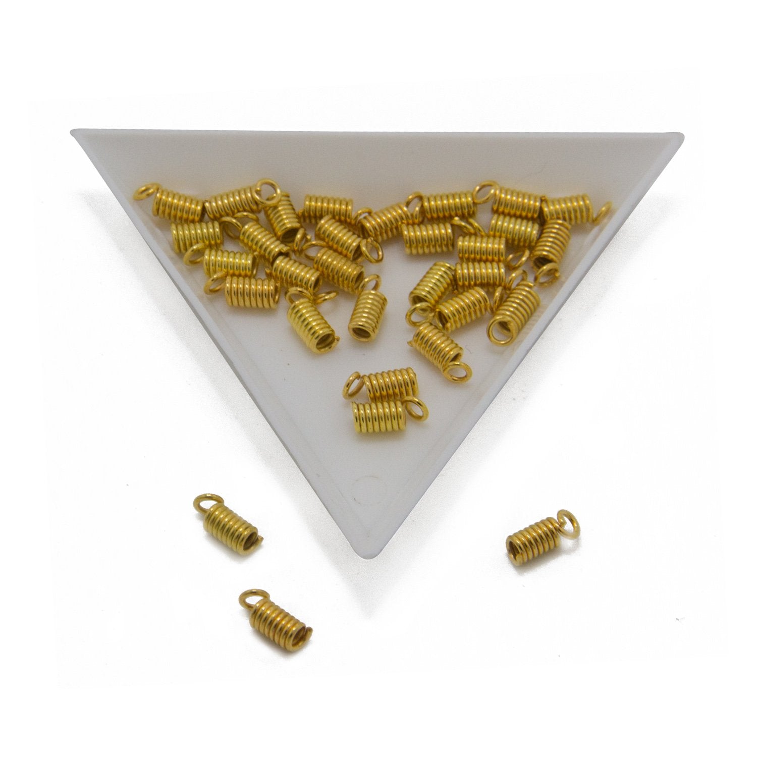 Iron End Coil Cord Guards 9x3.5mm Cylinder Gold Color (Pack of 10 grams, 35 pieces) For Jewellery Making [ac-jwlsupp-00020-m2]