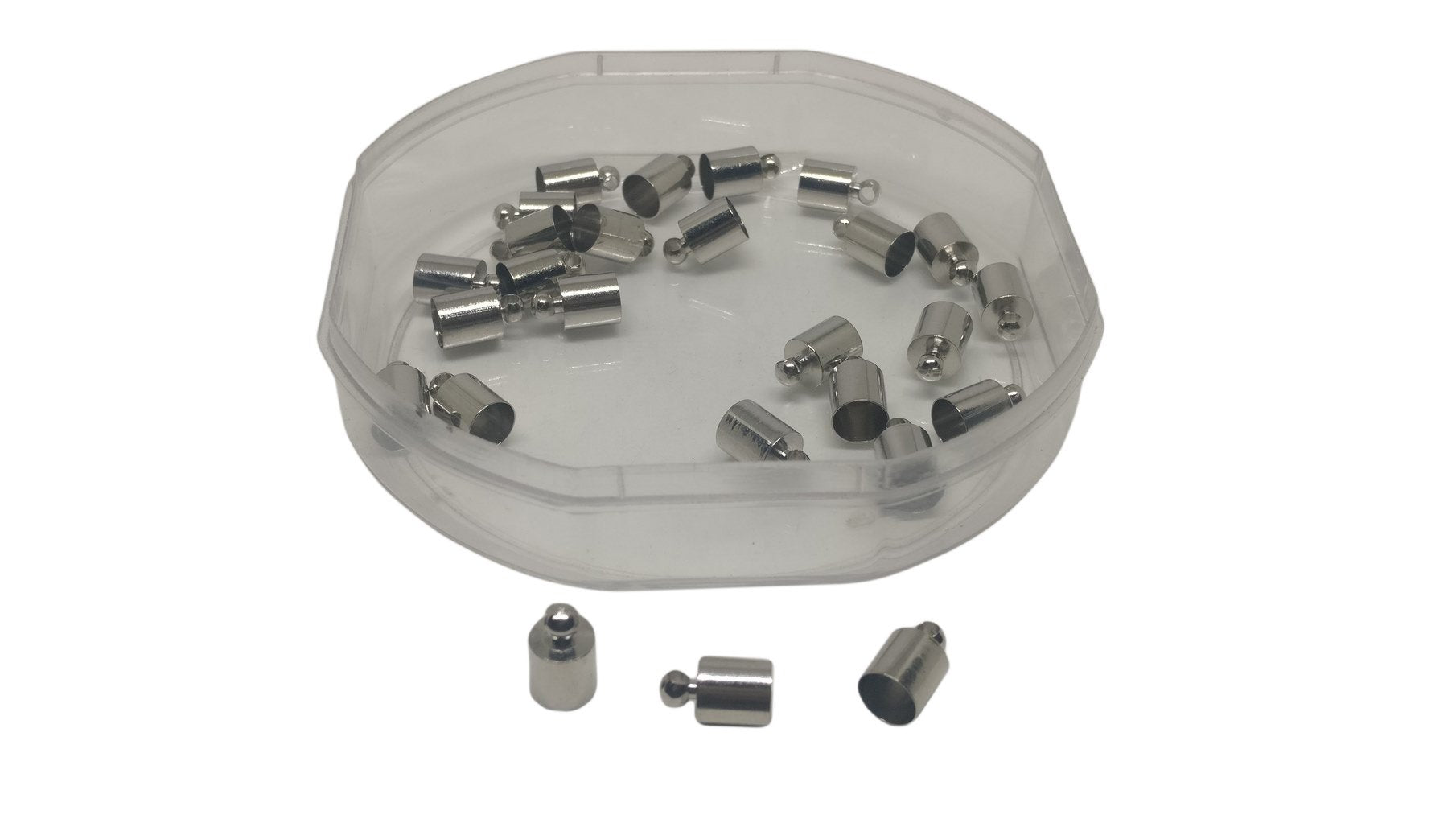 Metal Brass Cord End Caps 10x6mm With Inner Dia 5.5mm Cylinder Silver Color (Pack of 10 Pieces) For Jewellery Making  [ac-jwlsupp-00023-m1]