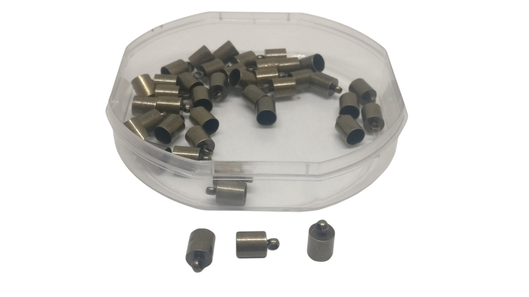 Metal Brass Cord End Caps 10x6mm With Inner Dia 5.5mm Cylinder Antique Bronze Color (Pack of 10 Pieces) For Jewellery Making  [ac-jwlsupp-00023-m3]