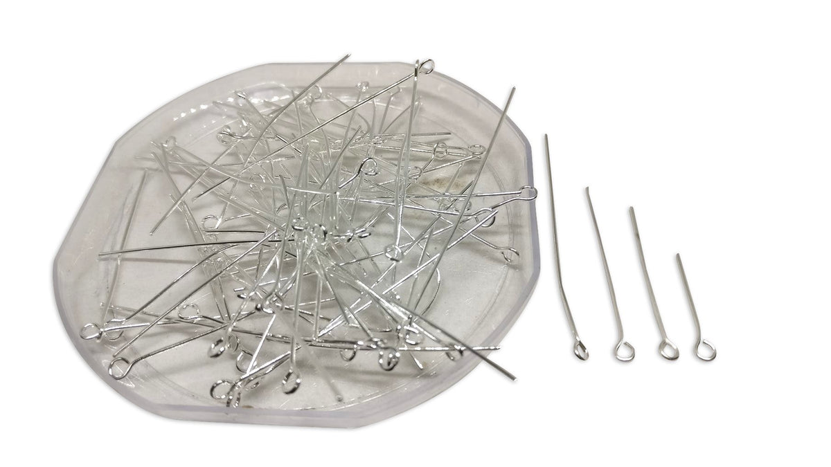 Iron Eye Pins Mixed Size (50 grams, 365 pieces) Range: 1.5 CM to 5 CM Thickness:0.7MM Silver Color For Jewellery Making Crafts [ac-jwlsupp-00024-m1-mix1]