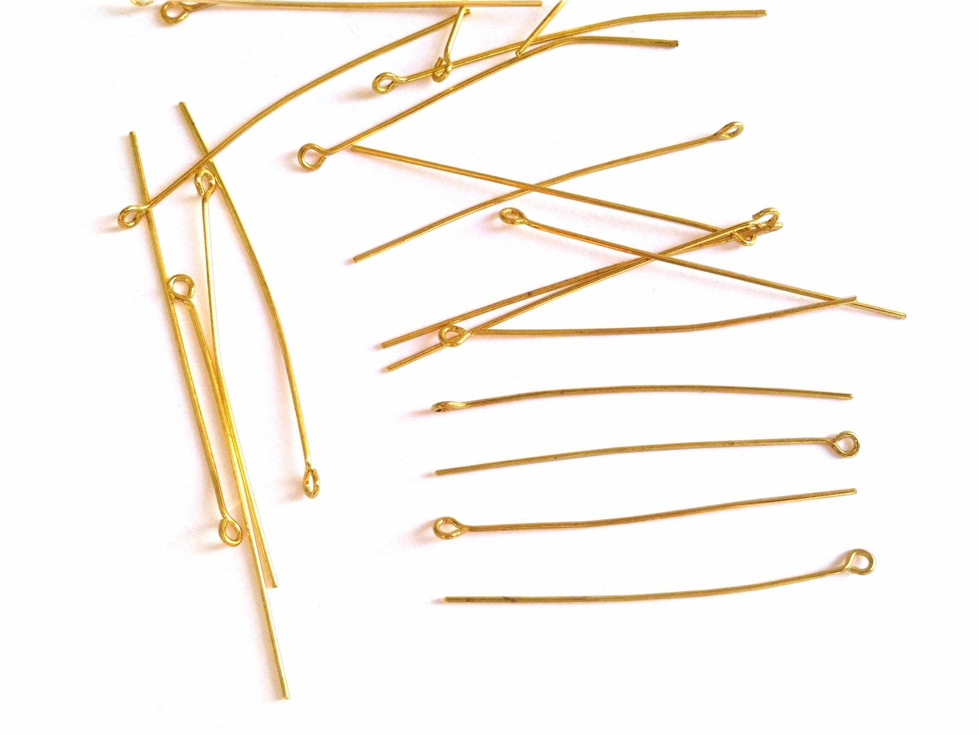 Iron Eye Pins 50x0.7mm Gold Color (10 grams, 40 pins) For Jewellery Making Crafts [ac-jwlsupp-00024-m2-sub1]