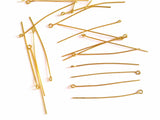 Iron Eye Pins 50x0.7mm Gold Color (10 grams, 40 pins) For Jewellery Making Crafts [ac-jwlsupp-00024-m2-sub1]