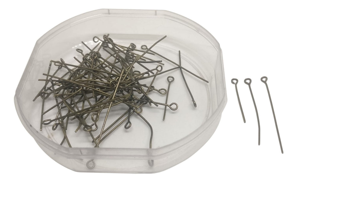 Iron Eye Pins Mixed Size Range: 1.5 CM to 5 CM Thickness:0.7MM Antique Bronze Color (50 Grams, 350 Pieces) For Jewellery Making Crafts [ac-jwlsupp-00024-m3-mix1]