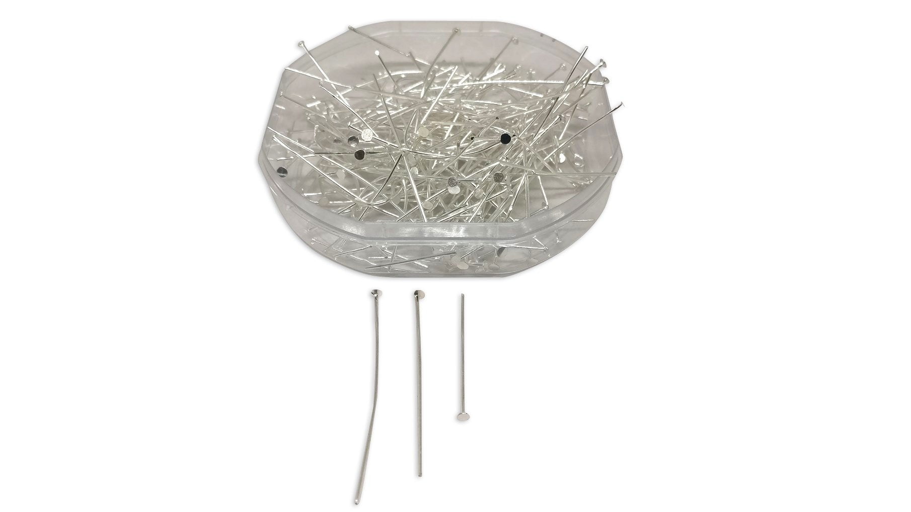 Iron Head Pins Mixed Size (50 Grams, 350 pieces) Range: 1.5 CM to 5 CM Thickness:0.7MM Silver Color For Jewellery Making Crafts [ac-jwlsupp-00026-m1-mix1]