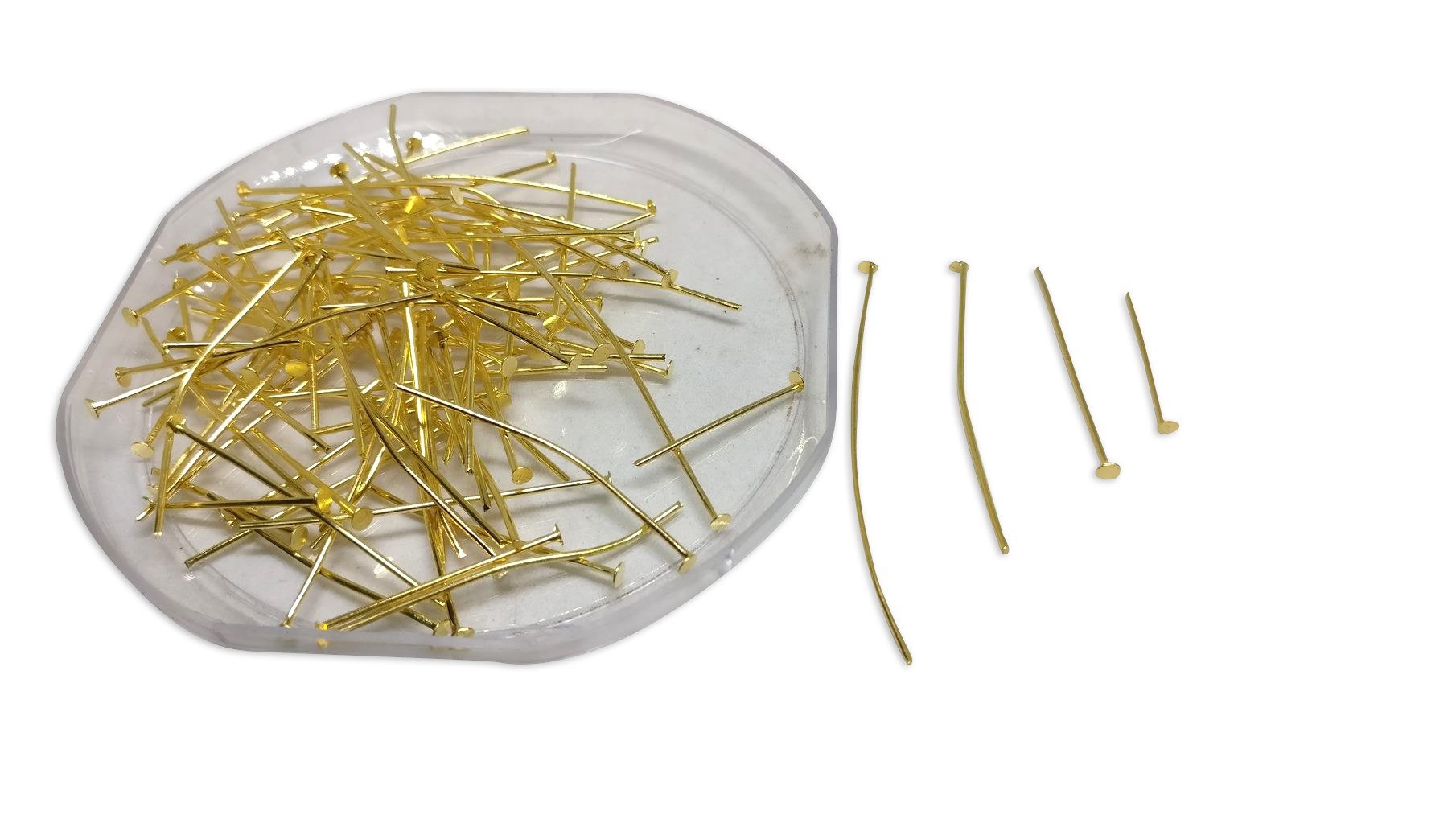 Iron Head Pins Mixed Size (50 Grams, 350 pieces) Range: 1.5 CM to 5 CM Thickness:0.7MM Gold Color For Jewellery Making Crafts [ac-jwlsupp-00026-m2-mix1]