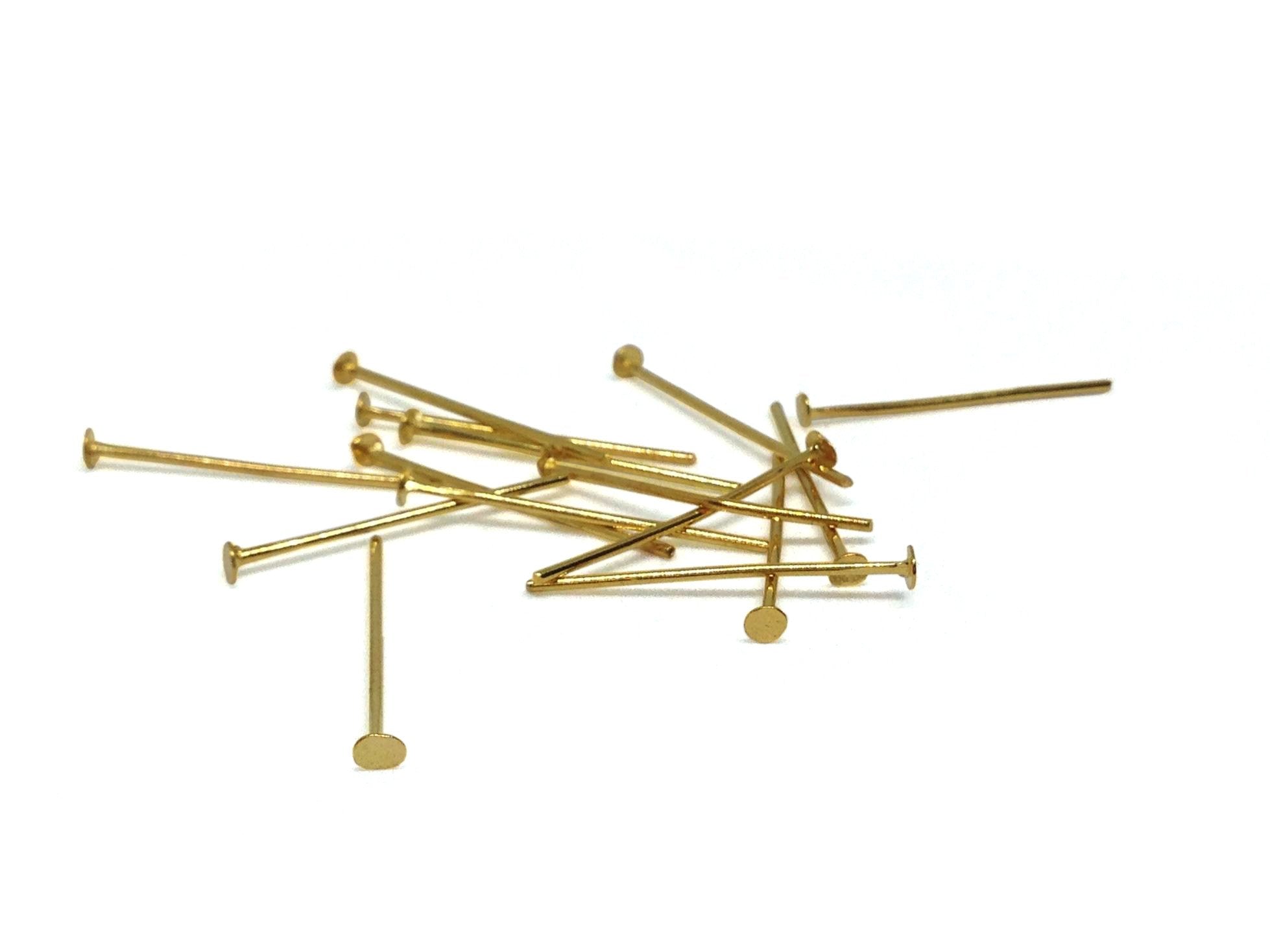 Iron Head Pins 24x0.7mm Gold Color (10 Grams, 85 pieces) For Jewellery Making Crafts [ac-jwlsupp-00026-m2-sub3]