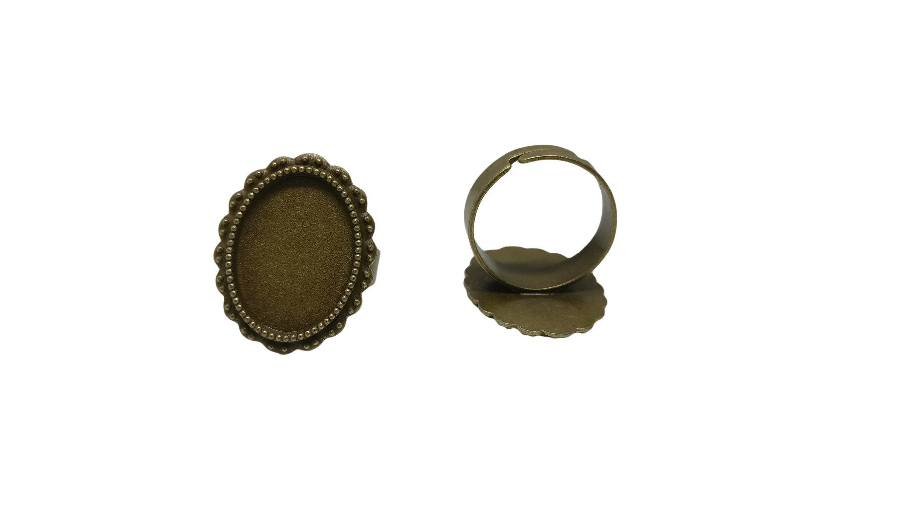 Metal Alloy Ring Base 23x18mm (Holds 18x13mm Oval Embellishments) Oval Flower Antique Bronze Color (1 Piece) For Jewellery Making [ac-jwlsupp-00029-m3]