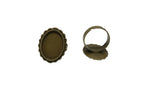 Metal Alloy Ring Base 23x18mm (Holds 18x13mm Oval Embellishments) Oval Flower Antique Bronze Color (1 Piece) For Jewellery Making [ac-jwlsupp-00029-m3]