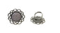 Metal Alloy Ring Base 34mm (Holds 20mm Round Embellishments) Round Antique Silver Color (1 Piece) For Jewellery Making [ac-jwlsupp-00029-m6]