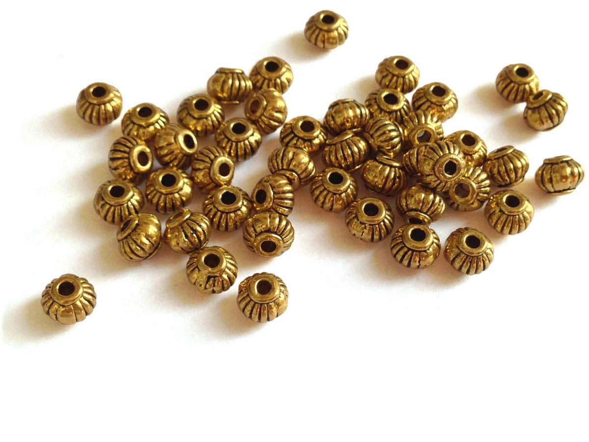 Metal Alloy Bead Spacers 5x4mm Drum Antique Gold Color (10 Grams, 39 Pieces) For Jewellery Making [ac-jwlsupp-00031-m10]
