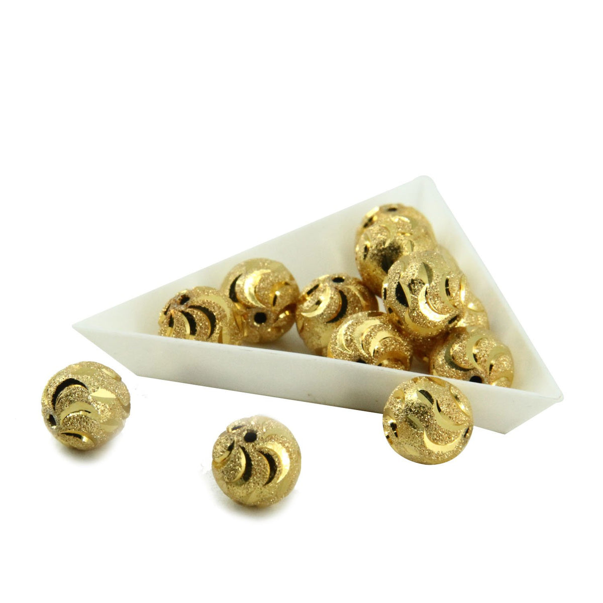 Antique Brushed Metal Brass Spacer Gold Color 12mm Beads (Pack of 10 Pieces) Hole Size 2mm For Jewellery Making [ac-jwlsupp-00032-m1]