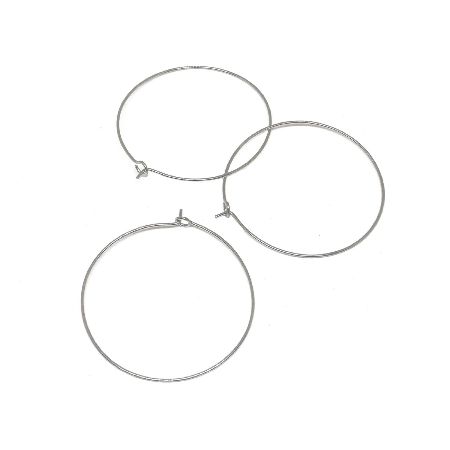 Brass Hoop Earrings For Jewellery Making 30 MM With Thickness:0.5mm Round Silver Color (Pack of 10 Pieces) [ac-jwlsupp-00033-m11]